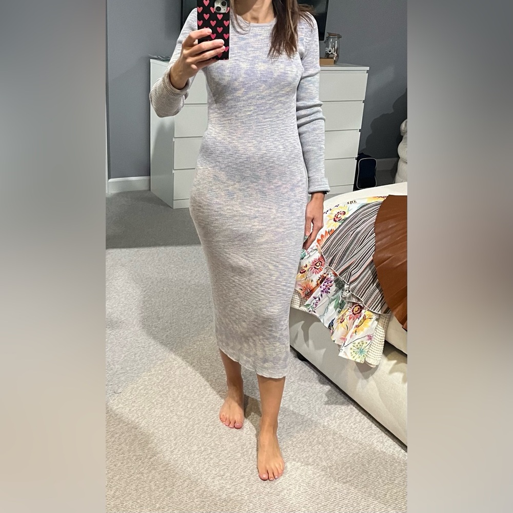 Tibi printed combed cotton crewneck shift dress - small